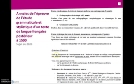 Introduction au cours de Capes Grammaire Stylistique - Sujet de 2020