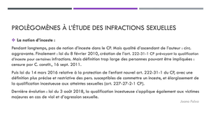 DPS - Infractions sexuelles : Prolégomènes